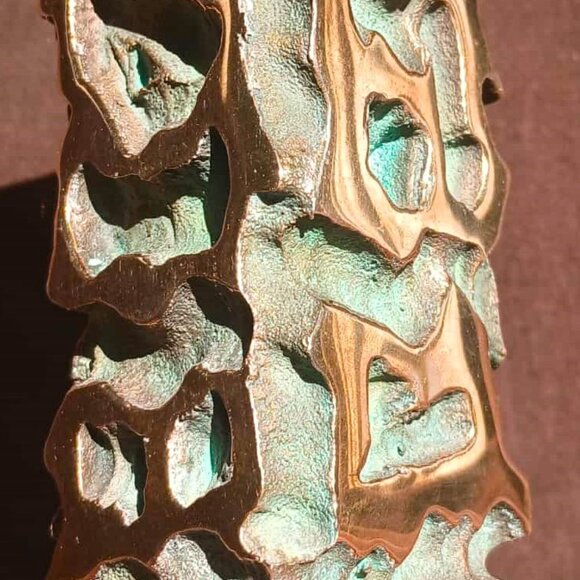 Stunning Wes Leonard One of A Kind Solid Polished Cast Bronze Candleholder - Picture 7 of 9